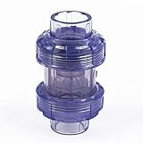 SHYOKO SCH80 PVC Check Valve 2'', True Union Ball Check Valve, Ball-Type Control Devices (No Spring), Rated at 150 PSI @73F, Clear [Available 1/2'',3/4'',1'',1.25'',1.5'']