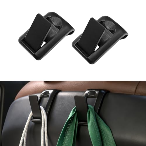 Erivis 2 Packs Upgraded Foldable Car Seat Headrest Hidden Hooks for Volvo XC90 XC60 XC40 S90 S60 C70 V90 V60 EX30 EX90 60/90 Series Accessories Storage Organizer for Purse Bag Toy Bottle