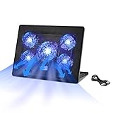 【2 PUERTOS USB, 1 CABLE USB, LUCES LED】: La Base de refrigeración para portátiles tiene 2 puertos USB y un interruptor para encender y apagar ventiladores y luces. Cuanto más gire el interruptor, más rápido funcionarán los ventiladores y más brillante será el LED azul. El refrigerador para computadora portátil viene con un cable USB a USB, que es de aprox. 60 cm. Se utiliza para conectar una computadora portátil a una Base Refrigeración PC para mantener la energía