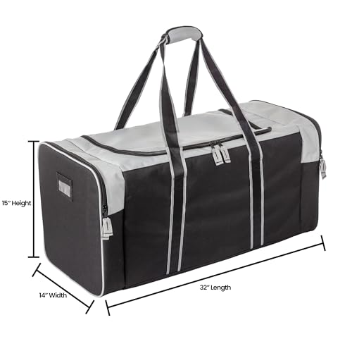 Jetstream Heavy Duty Multi Pocket Large Sports Gym Equipment 3-Pocket Travel Duffel Bag (32 Inch, Grey) by Jetstream - Image 4