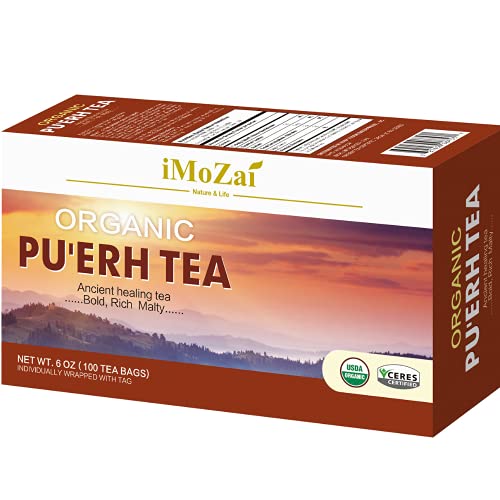 Imozai Organic Puerh Tea Bags 100 Count Individually Wrapped #TOP1