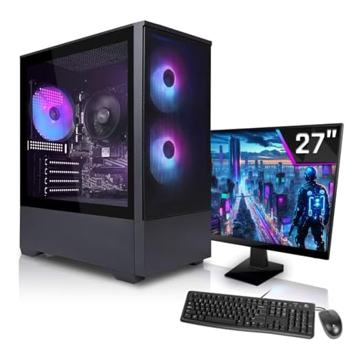 AMD Ryzen 3 3200G 4x4.0GHz Komplett PC-Paket Set mit 24 TFT - Monitor/Tastatur Maus | 16GB DDR4 |256GB M2 SSD und 1TB Festplatte | Win10 | WLAN | Gamer pc Computer komplettpaket Rechner Leise