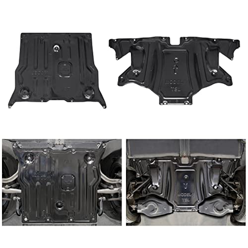 Kewisauto Skid Plate For Tesla Model 3 / Model Y, Splash Shield Cover Under Engine Guard Cover Chassis Guard Plates For Tesla Model 3 2017-2023 / Model Y 2020-2023 Accessories -2Pcs (Front+Rear) #TOP23