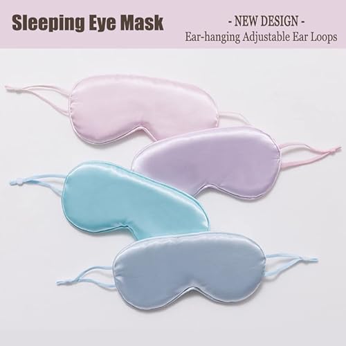Elecharm Satin Silk Eye Mask 4 Color Assorted Sleeping Mask With Adjustable Elastic Ear Loops Blindfold For Travel Meditation Nap #TOP1