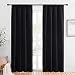 NICETOWN Living Room Blackout Shades - All Season Rod Pocket Thermal Insulated Solid Blackout Curtains/Drapes for Living Room (Set of 2, 42 inches by 84 Inch, Black)