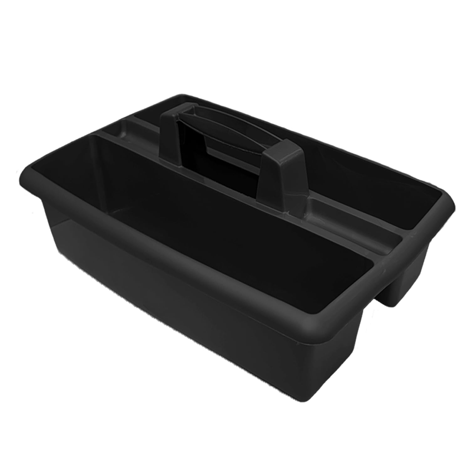 Optimal Products 2 & 3 Sections Compartments Plastic Large Caddy Kitchen Cleaning Tools Carry Tray Tidy Organiser With Handle UK (2 Compartments Graphite)