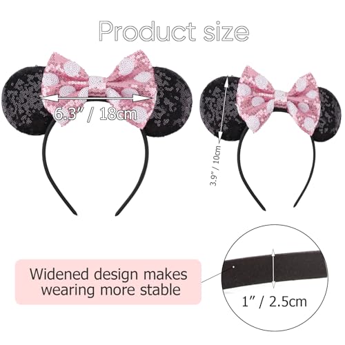 Image of DRESHOW Mouse Ears Bow Headbands Glitter Party Decoration Cosplay Costume for Women
