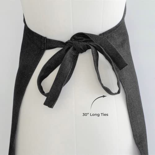 Mellow Buff Chef Apron | 1 Pack | Recycled Cotton Kitchen Apron With An Adjustable Neck With Long Ties, For Cooking, Baking | Charcoal #TOP3