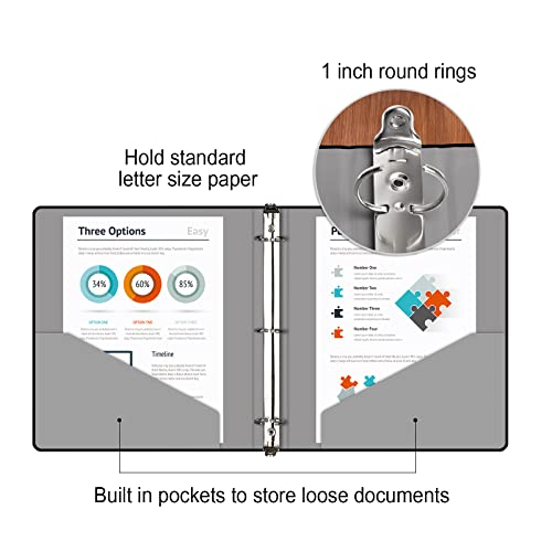 Comix Durable 3 Ring Binder With 5 Tab Dividers, 1 Inch Linen Fabric Binders Fits Letter Size Paper, 2-Pack (Cool Black, A2170) #TOP5