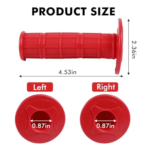 Image of 2PCS Non-Slip Rubber Motorcycle Handlebar Grips, Universal Fit for Motorcycle, Dirt Bike, ATV, Powersports Accessories (Red)