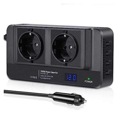 Solución para cargar portátiles y móviles en el coche con inversor de 200W y 4 USB 2