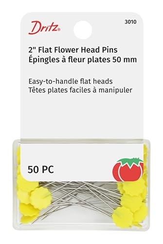 Dritz 3010 Flat Flower Pins, 2-Inch (50-Count) , Yellow