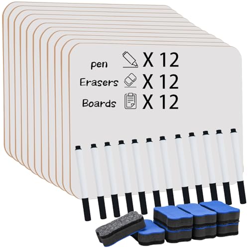 Mini Tableaux Blancs Effaçables 12 Pcs double face format 11,8x8,8 pouces