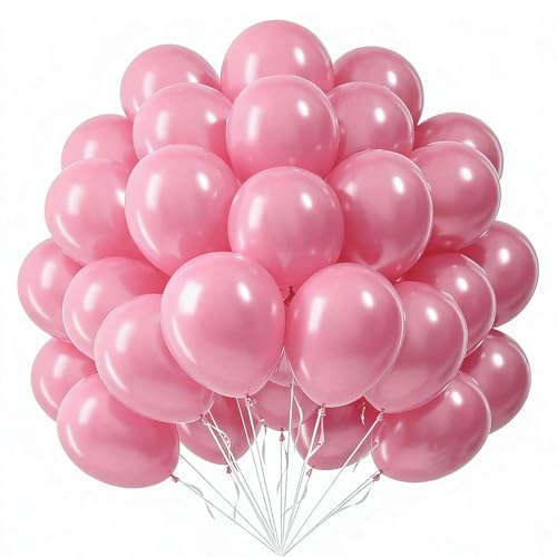 Image of Pink Balloons Latex Party Balloons, 50pcs 12 inch Light Pink Balloons | Round Helium Pastel Pink Bridal Pink Balloons for Wedding Bridal Shower Gender Reveal Birthday Princess Party Decorations