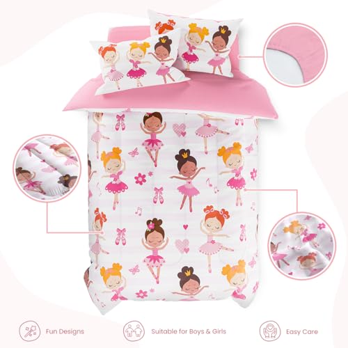 Image of SANDJEST Ballet Twin Bedding Sets for Girls, Ultra Soft Microfiber Comforter Set with 3-Pieces, Comforters Kids Bed Set for Children Teen Tween Bedroom Decor