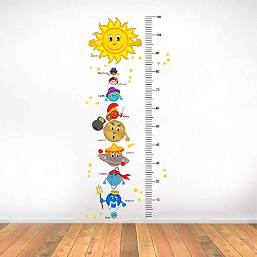 Rawpockets Decals ' Solar System and Height Measurements Chart for Kids - Kids Room ' Extra Large Size ( Wall Coverage Area - Height 160 cms X Width 4