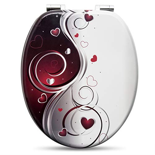 WOLTU Abattant WC Couvercle WC en bois MDF Soft Close avec Frein de Chute pour Couvette en O Siège de Toilette Antibactérien Charnières Zinguées et Inoxyables Ajustables, Montage par-dessous