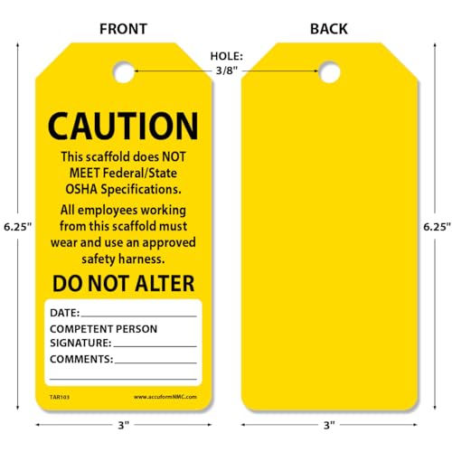 AccuformNMC 250 etiquetas de andaimes por rolo, o andaime não atende às especificações federais/esta