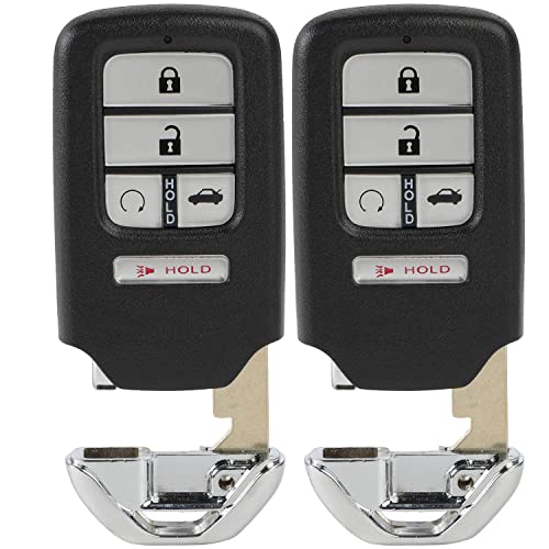 KEYALL 2 Pack 5 buttons Remote Control Car Key Fob 2014-2017 Fit for Honda Civic 1.5L,2014-2015 Fit for Honda Civic 1.8L KR5V2X,72147TBAA11,72147TBAA12