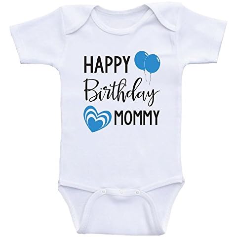 Heart Co Designs Happy Birthday Mommy - Baby to Mom Babygrow Onepiece Bodysuits (18mo-Short Sleeve, Blue Text) Cover