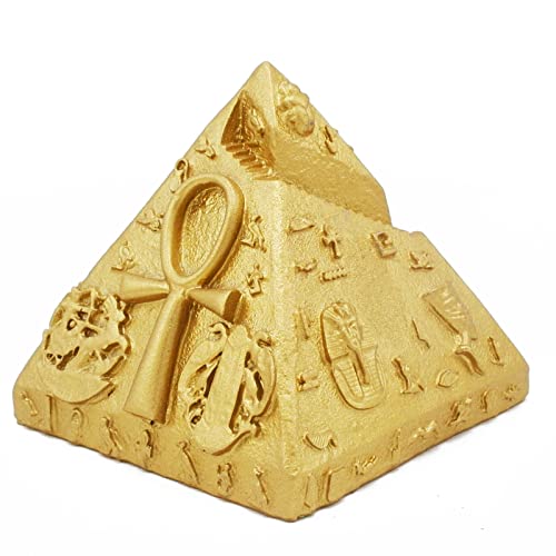 Image of Egypt Decor Statues Aquarium Pyramid Pharaoh Betta Fish Tank Decorations Figurine Sculpture Ancient Reptile Turtle Lizard Spider Tanks Terrarium Egyptian Decor Ornament Pet Gold