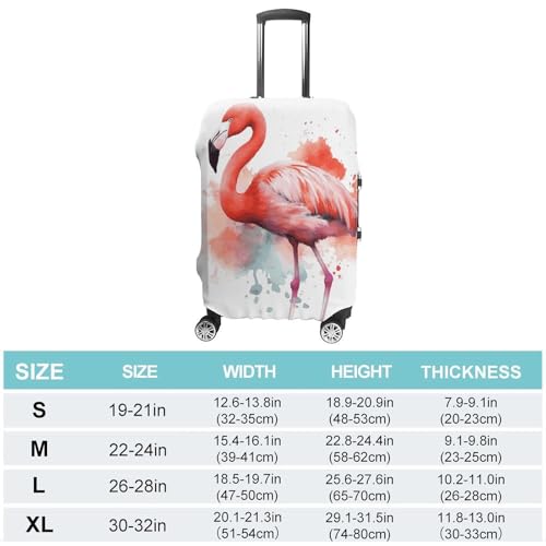 Watercolor Flamingo Luggage Cover, Washable Elastic Suitcase Cover Protector Fit 18-32 Inch Luggage2
