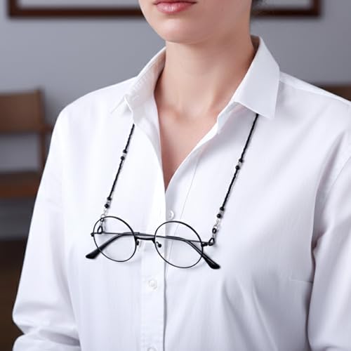Yolev 2 Stück Perlen Brillenketten Damen, Brillenband, Brillenbänder mit Acrylperlen, Elegante Brillenhalter, Brillen Halter zum Umhängen für Damen Herren