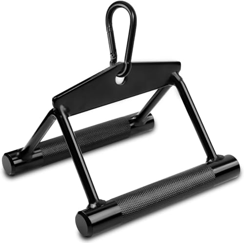 Image of Yes4All Knurling Black Double D Handle with 800 LB Capacity, Cable Machine Accessories for Home Gym