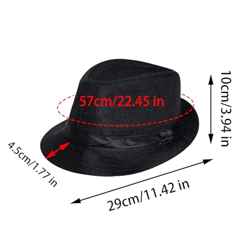 SUMERSHA 3Pcs 1920s Mens Costume Accessories Roaring 20s Gatsby Gangster Accessories Set, Fedora Hat, Y-Back Suspenders and Bow Tie for Halloween Theme Party (Black)