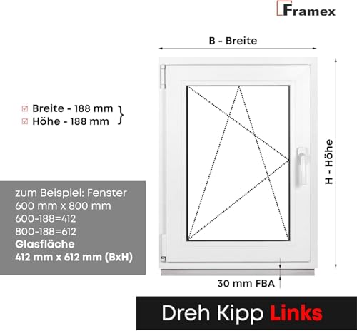 Miniatura 2 de Framex Ventana Para Sótano Pequeña, Blanca, 40 X 40 Cm 400 X 400 Mm , Doble Acristalamiento, Cristal Transparente 32 Mm , Oscilobatiente, Perfil De 58 Mm, Sistema De 4 Cámaras, Incluye Manilla