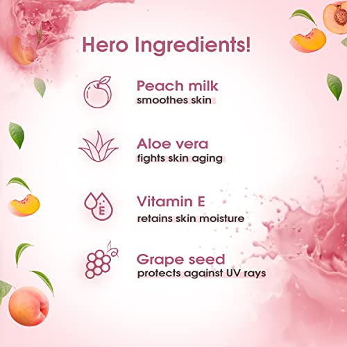 NutriGlow Intense Moisture Skin Whitening Body Lotion with Peach Milk Extracts & Vitamin E for Dry Skin, 24-hour moisture lock - 200ml - Image 4