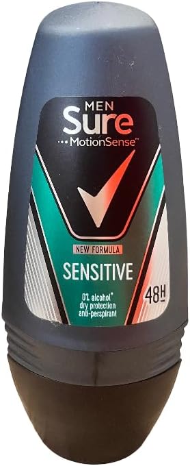 Desodorante antitranspirante roll-on Sure Men Sensitive, 50 mL, pacote com 6