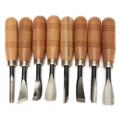 Wedhapy Juego De Cinceles para Carpintería Herramientas para Tallar Madera Gubias Profesionales Manuales Juego De Corte De Blanqueamiento De Acero Al Carbono para Escultura 8 Uds.