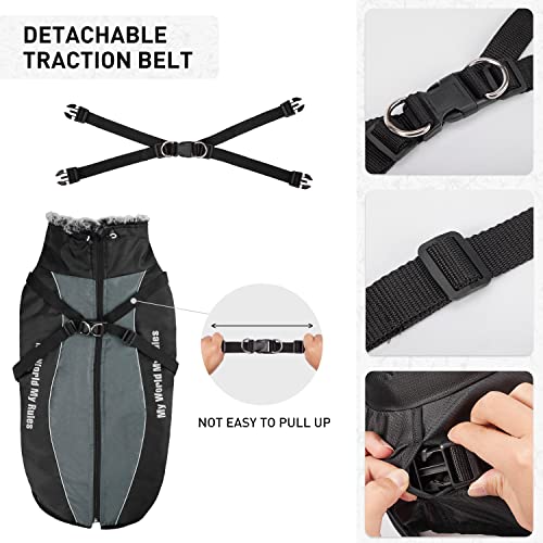 Dog Jacket With Harness & Furry Collar - Winter Coat For Dogs Extra Warm Waterproof Windproof Pet Jacket For Hiking Camping With Reflective Cold Weather Dog Coats For Large Dogs To Medium Dogs #TOP2
