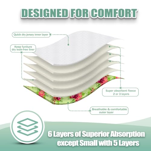 Image of wegreeco Washable Female Dog Diapers Highly Absorbent Reusable Diapers for Dog in Heat Period, 3 Pack (Rosess, Large)