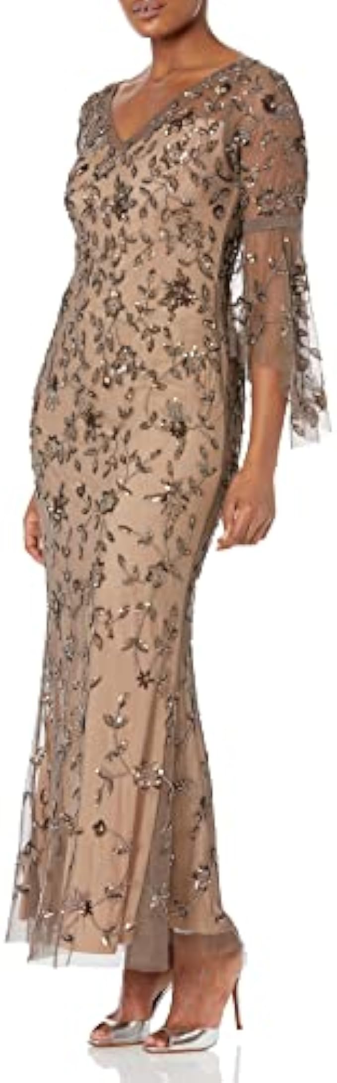 Adrianna Papell Women's Mix Beaded Long Gown
