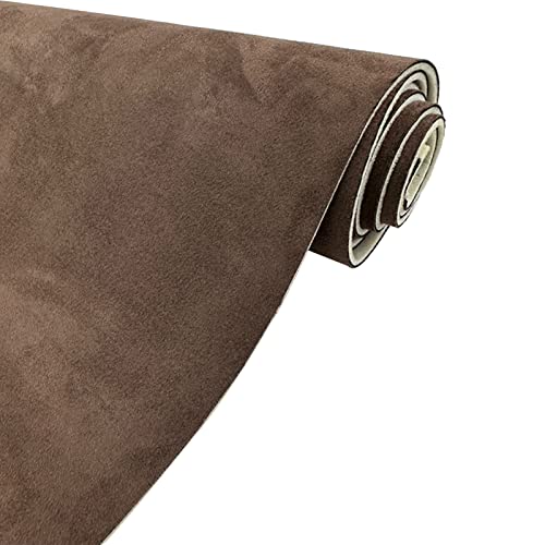Teemall Dark Brown Suede Headliner Fabric with Foam Backing Automotive Roof Upholstery Headliner Fabric Craft Foam Backing for Car Replacement/Repair (60