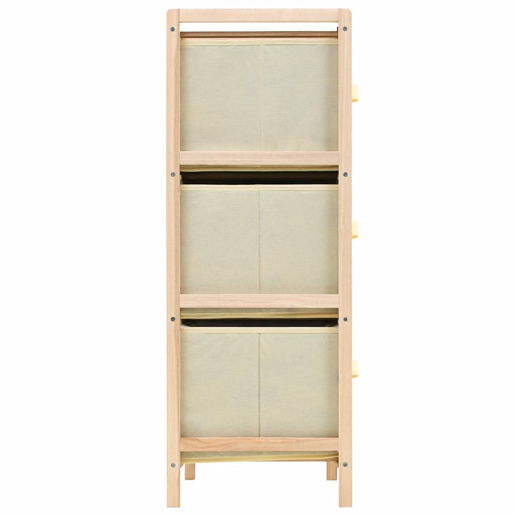 Cassettiera con 6 cesti in tessuto, mobile angolare, cassettiera, multiuso, con cassetti, armadio, corridoio, comodino, in legno di cedro, beige