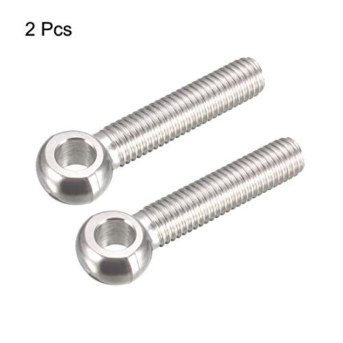 Image of uxcell M10 x 50mm Machinery Shoulder Swing Lifting Eye Bolt 304 Stainless Steel Metric Thread 2pcs