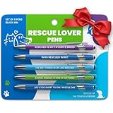 Funny Cat & Dog Rescue Lover Pen Gift Set – 5 Black Ink Ballpoint Pens with Stylus Tip & Metal Barrel with Fun Quotes – Dog Lover Gifts or Christmas Stocking Stuffers for Doggy Moms & Cat Moms