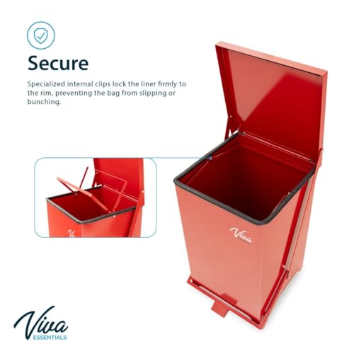 Vivacomfort VivaEssentials Steel Biohazard Waste Container, Step-On Red Trash Can with Lid, 13 Gallon Capacity - Thumbnail 4