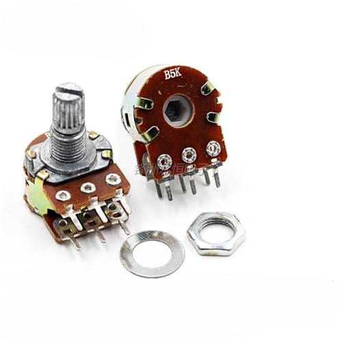 Double potentiomètre WH148 B 1M Ohm 6 broches axe 15mm pour réglage audio