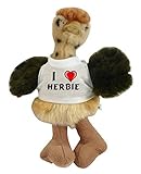  Shopzeus Avestruz personalizado de peluche (juguete) con Amo Herbie en la camiseta (nombre de pila/apellido/apodo)