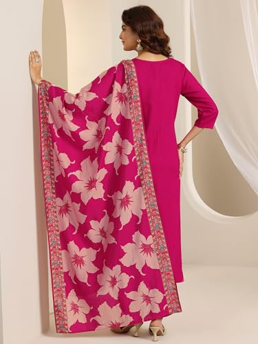 Image of Libas Embroidered Viscose Straight Kurta With Trouser and Dupatta