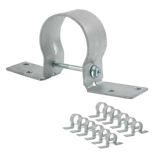 Wmebee 12 PCS Fence Post Brackets 2-3/8 Steel to Wood Fence Bracket Fence Brackets for Metal Posts Galvanized Pipe Grip Tie - Fence Post Repair with BoltsNo Screws (2-3/8 - 12 pcs)
