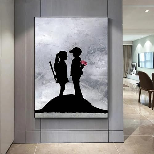 Impression sur toile garçon et fille pour salon pop art urbain
