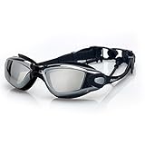 Siepificius Gafas de natación antivaho sin fugas, protección UV para adultos y niños, color negro