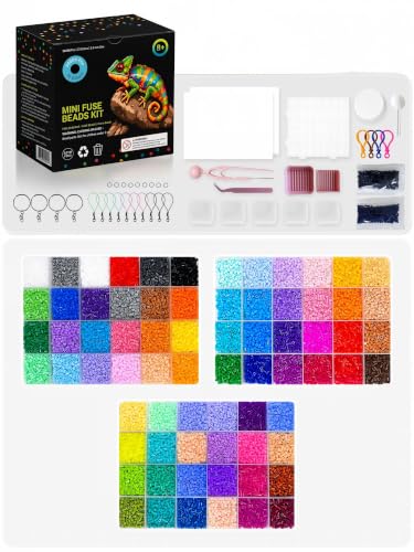 XVK 2.6mm Fuse Beads Kit 36000 Pcs 72 Colors, Non-Toxic Melty Beads for DIY Craft, Complete Starter Set with Pegboards, Ironing Paper & Color Chart, Arts Crafts Educational Gift for Craft Lovers
