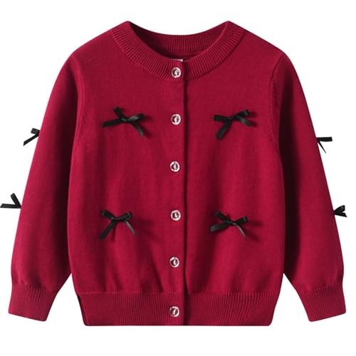 Girl's Cardigan Sweaters Long Sleeve Knit Button Front Bow Outwear Comfortable Warm Sweater Cardigan