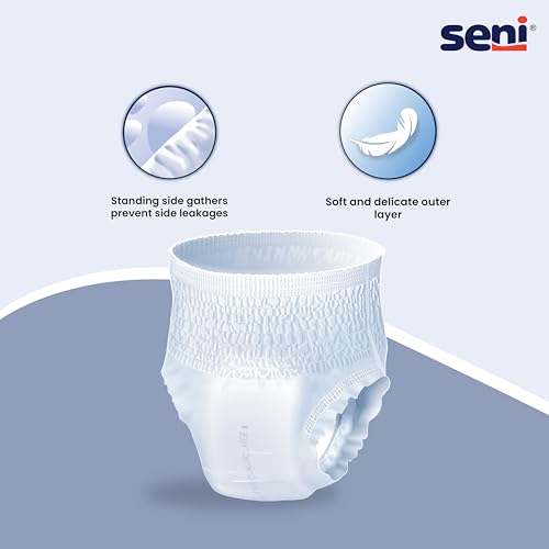 Image of Seni Pants Classic Adult Diaper Pants (Pull-Ups), Breathable, Leak-Proof, with Wetness Indicator, Size XL, 10 Pcs per Pack